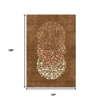 10' X 14' Chili Red And Ivory Abstract Washable Area Rug With UV Protection