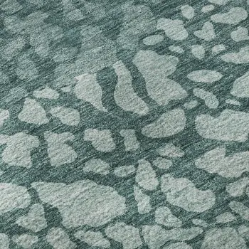 9' X 12' Teal And Ivory Abstract Washable Area Rug With UV Protection