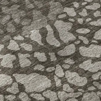 3' X 5' Taupe And Ivory Abstract Washable Area Rug With UV Protection