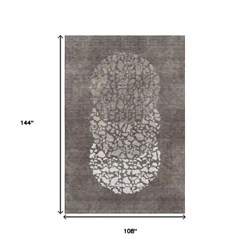 9' X 12' Taupe And Ivory Abstract Washable Area Rug With UV Protection