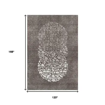10' X 14' Taupe And Ivory Abstract Washable Area Rug With UV Protection