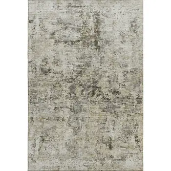 3' X 5' Taupe Beige And Gray Abstract Washable Area Rug With UV Protection