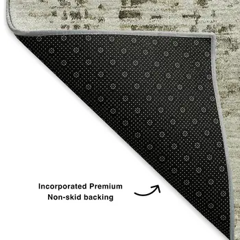 5' X 8' Taupe Beige And Gray Abstract Washable Area Rug With UV Protection