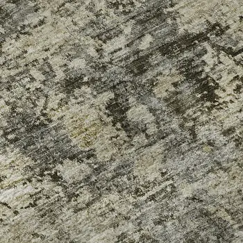 8' Taupe Beige And Gray Abstract Washable Round Rug With UV Protection
