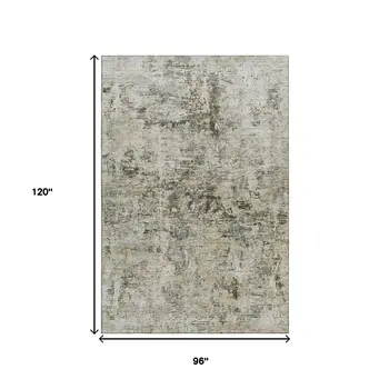 8' X 10' Taupe Beige And Gray Abstract Washable Area Rug With UV Protection