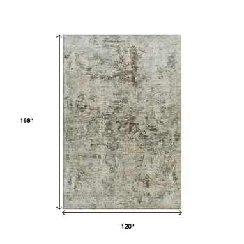 10' X 14' Taupe Beige And Gray Abstract Washable Area Rug With UV Protection