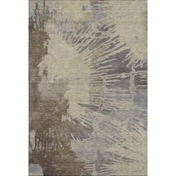 8' X 10' Brown Beige And Gray Abstract Washable Area Rug With UV Protection