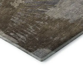 8' X 10' Brown Beige And Gray Abstract Washable Area Rug With UV Protection