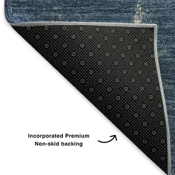 5' X 8' Blue Ivory And Gray Abstract Washable Area Rug With UV Protection