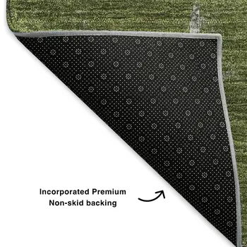 8' X 10' Olive Green Ivory And Gray Abstract Washable Area Rug With UV Protection