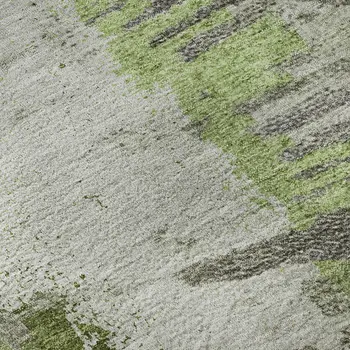 8' X 10' Olive Green Ivory And Gray Abstract Washable Area Rug With UV Protection