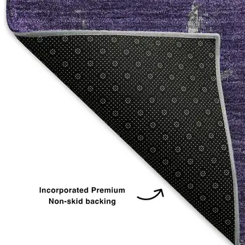 5' X 8' Purple Ivory And Gray Abstract Washable Area Rug With UV Protection