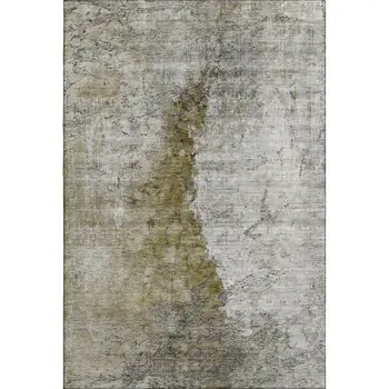 5' X 8' Brown Ivory And Gray Abstract Washable Area Rug With UV Protection