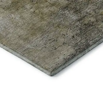 5' X 8' Brown Ivory And Gray Abstract Washable Area Rug With UV Protection
