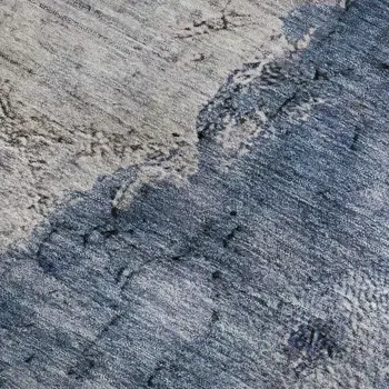 5' X 8' Blue Ivory And Gray Abstract Washable Area Rug With UV Protection