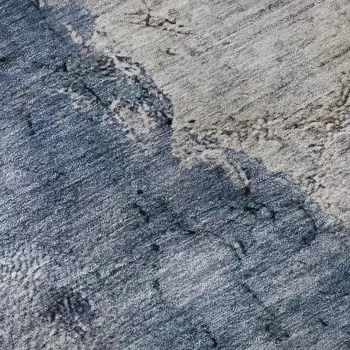 9' X 12' Blue Ivory And Gray Abstract Washable Area Rug With UV Protection