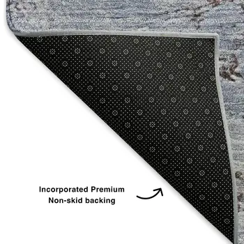 10' X 14' Blue Ivory And Gray Abstract Washable Area Rug With UV Protection