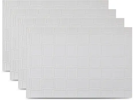 18" Set of Four White Faux Leather Placemats