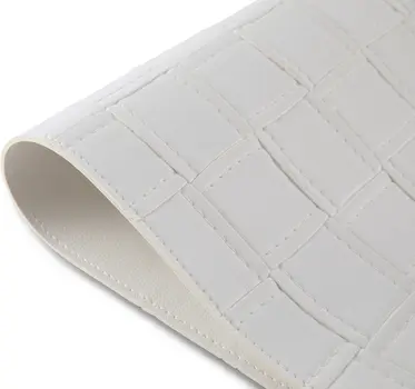 18" Set of Four White Faux Leather Placemats