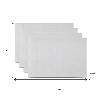 18" Set of Four White Faux Leather Placemats