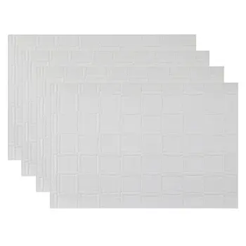 18" Set of Four White Faux Leather Placemats