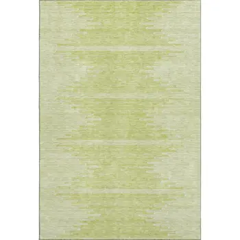 5' X 8' Artichoke Green And Ivory Abstract Washable Area Rug With UV Protection