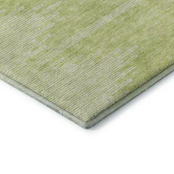 8' X 10' Artichoke Green And Ivory Abstract Washable Area Rug With UV Protection