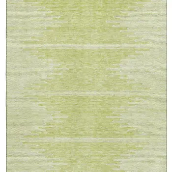 8' X 10' Artichoke Green And Ivory Abstract Washable Area Rug With UV Protection