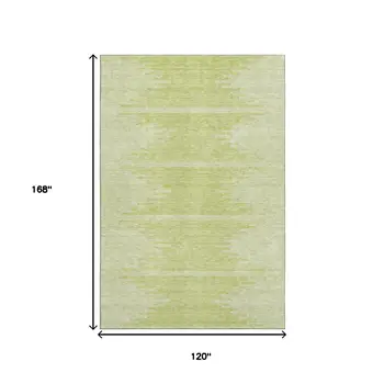 10' X 14' Artichoke Green And Ivory Abstract Washable Area Rug With UV Protection