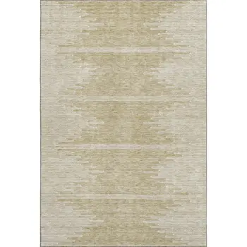 5' X 8' Beige And Ivory Abstract Washable Area Rug With UV Protection