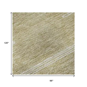 8' X 10' Beige And Ivory Abstract Washable Area Rug With UV Protection