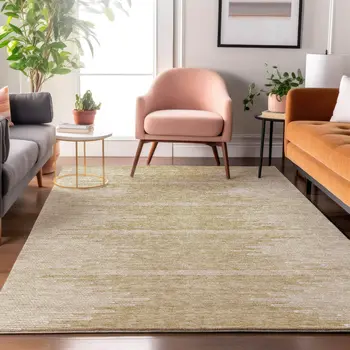 9' X 12' Beige And Ivory Abstract Washable Area Rug With UV Protection