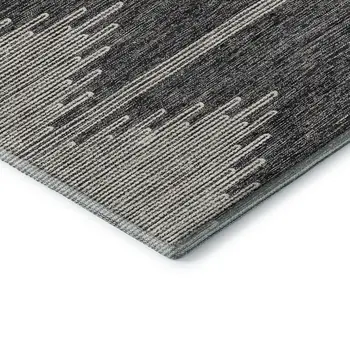 8' X 10' Charcoal And Ivory Abstract Washable Area Rug With UV Protection