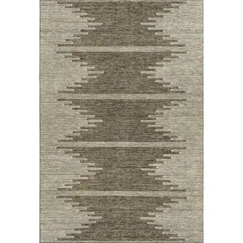 5' X 8' Coffee And Ivory Abstract Washable Area Rug With UV Protection