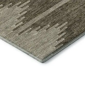 5' X 8' Coffee And Ivory Abstract Washable Area Rug With UV Protection