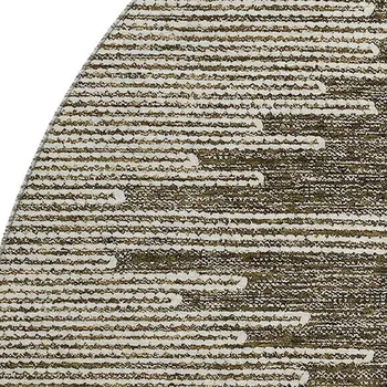 8' Coffee And Ivory Abstract Washable Round Rug With UV Protection