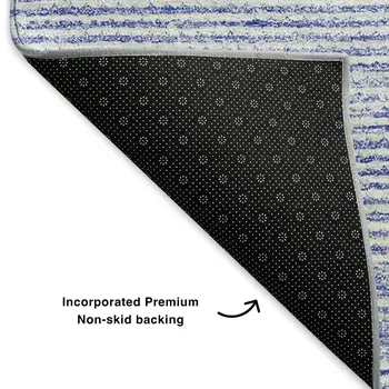 5' X 8' Denim Blue And Ivory Abstract Washable Area Rug With UV Protection