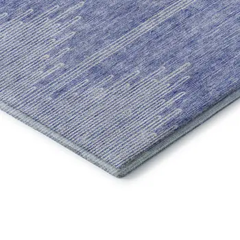 5' X 8' Denim Blue And Ivory Abstract Washable Area Rug With UV Protection
