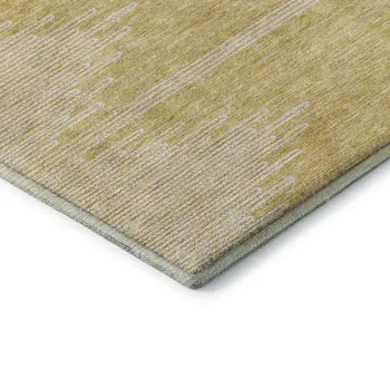 5' X 8' Gold And Ivory Abstract Washable Area Rug With UV Protection