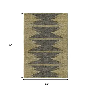 8' X 10' Graphite And Gold Abstract Washable Area Rug With UV Protection