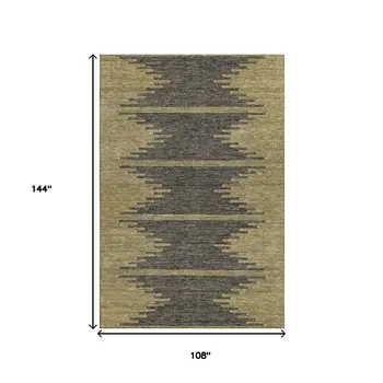 9' X 12' Graphite And Gold Abstract Washable Area Rug With UV Protection