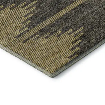 10' X 14' Graphite And Gold Abstract Washable Area Rug With UV Protection