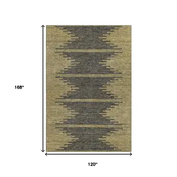 10' X 14' Graphite And Gold Abstract Washable Area Rug With UV Protection