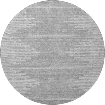 8' Gray And Ivory Abstract Washable Round Rug With UV Protection