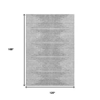 10' X 14' Gray And Ivory Abstract Washable Area Rug With UV Protection
