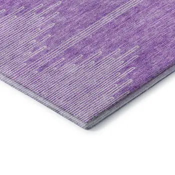 8' Lavender And Ivory Abstract Washable Round Rug With UV Protection