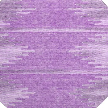 8' Lavender And Ivory Abstract Washable Round Rug With UV Protection