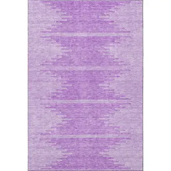 8' X 10' Lavender And Ivory Abstract Washable Area Rug With UV Protection