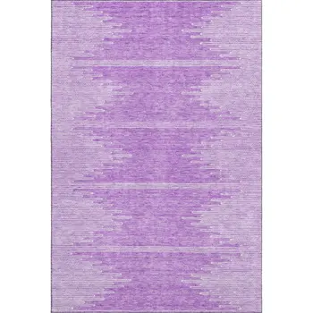 9' X 12' Lavender And Ivory Abstract Washable Area Rug With UV Protection