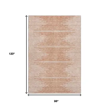 8' X 10' Salmon And Ivory Abstract Washable Area Rug With UV Protection